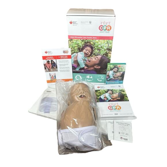 New in Box AHA Heart Association Infant Anytime CPR Training Kit Manikin & DVD - Picture 1 of 8